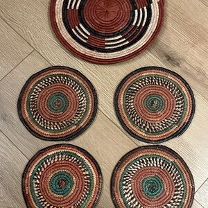 African flat woven coiled wall decor/placemats